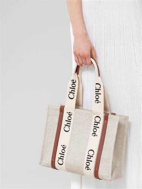 chloe woody tote sale|chloe medium woody canvas tote.